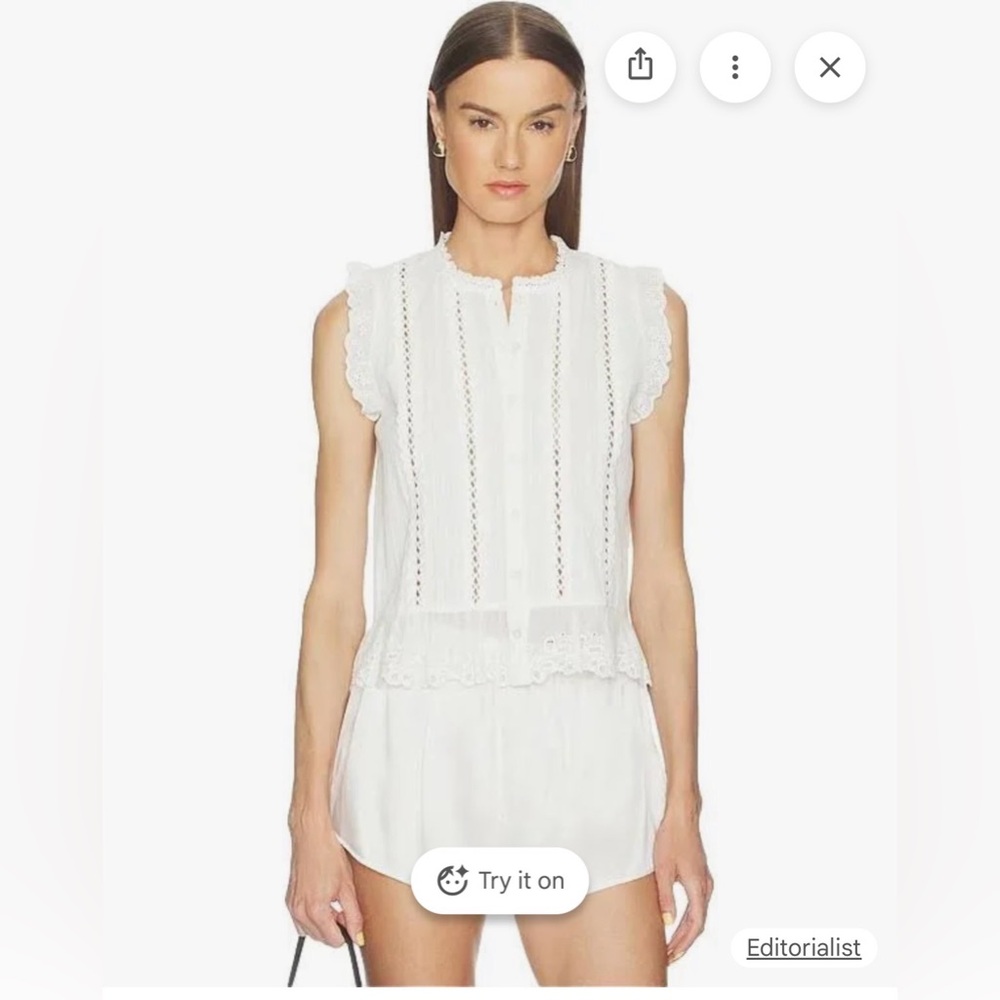 NWT Heartloom Dia top White Eyelet Lace Sleeveless Top- size small